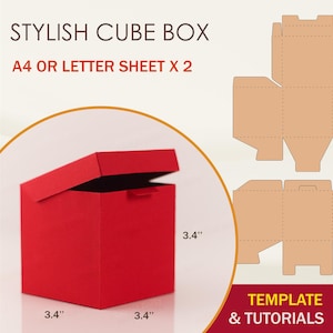 Modello di scatola cubica elegante, modello di scatola quadrata, scatola con coperchio, file di taglio Cricut, file di taglio Silhouette