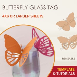 Schmetterling Glass Tag SVG Vorlage, Cricut Cut Dateien, Silhouette Cut Files