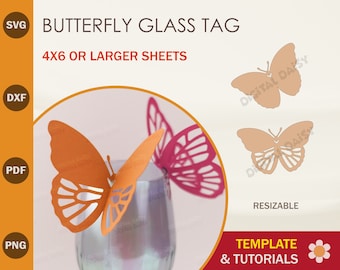 Butterfly Glass Tag SVG Template: Cricut & Silhouette Cut Files (Digital Download)