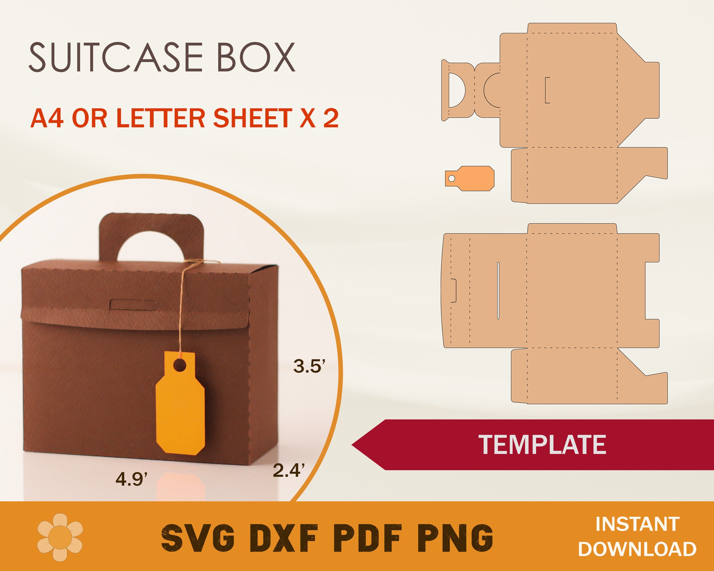 Suitcase Box Template Briefcase Box Template Suitcase Box Etsy