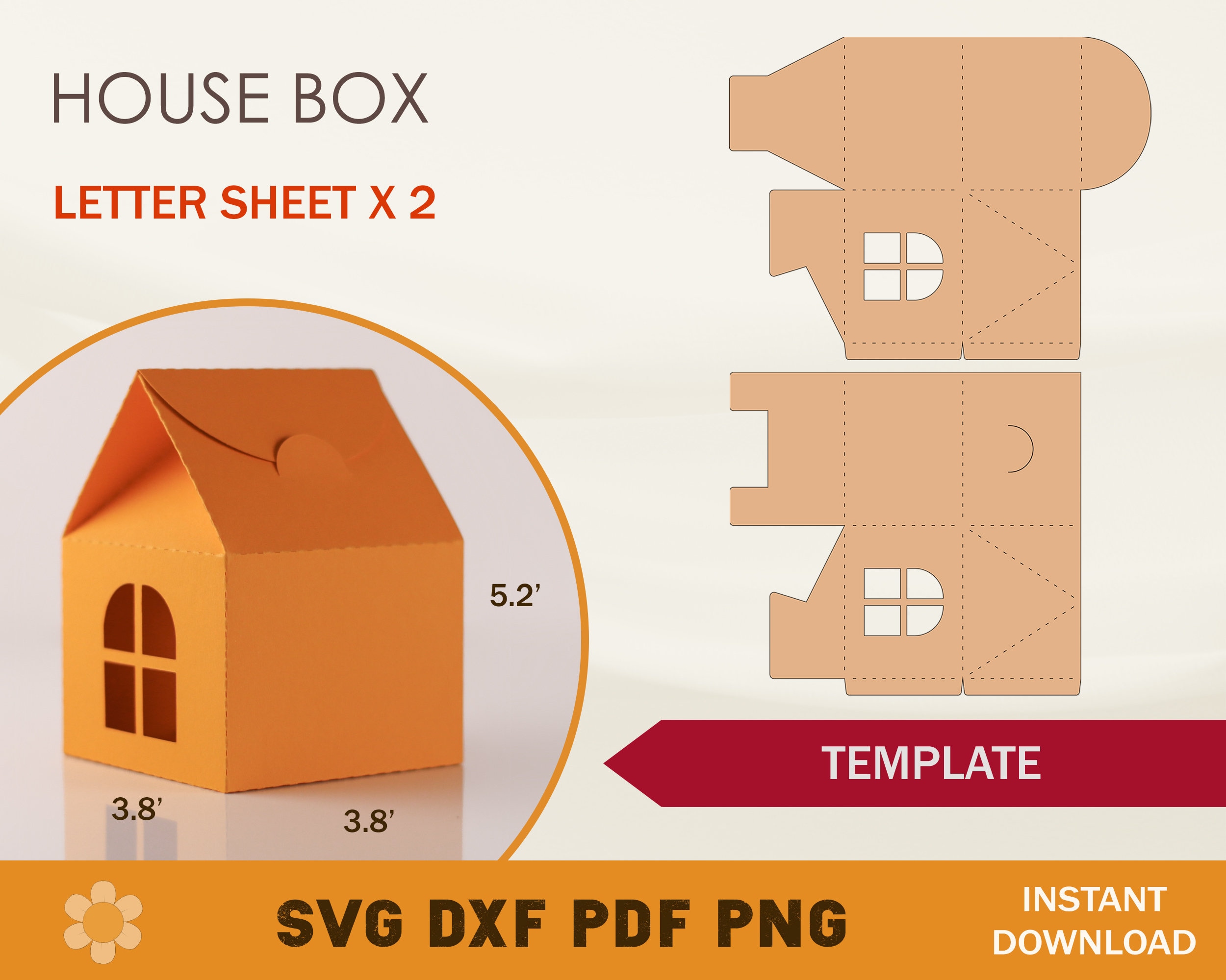 House Box SVG Template Cookie Box Template Cricut Cut Files Etsy