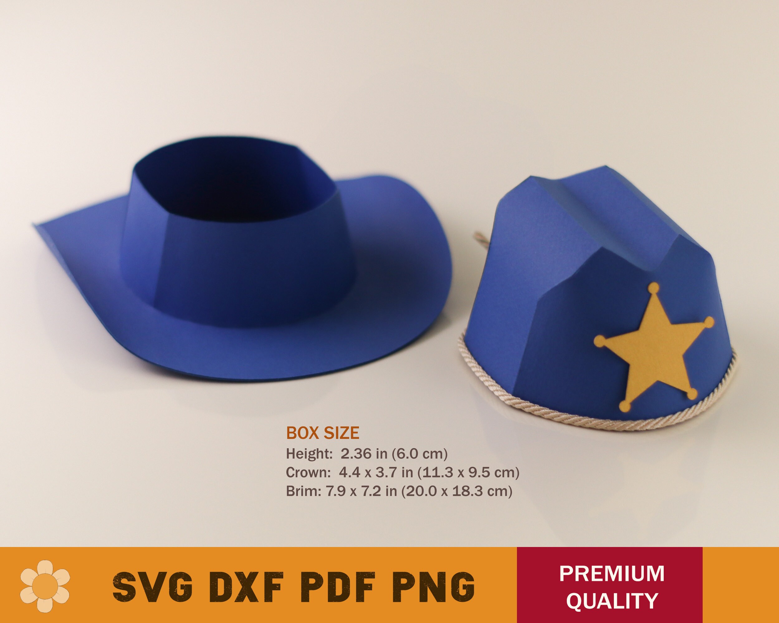 Cowboy Hat Box SVG Template: Western Hat, Sheriff Badge 