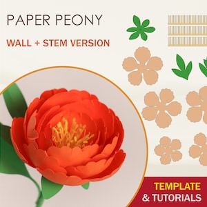 Modello SVG di peonia di carta, modello di fiore di carta, fiore di carta fai da te, file di taglio di fiori, file di taglio Cricut, file di taglio Silhouette