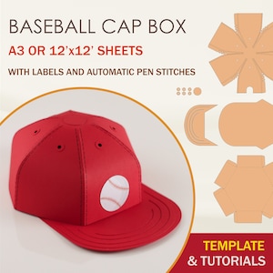 Baseball Cap Box SVG Template, Baseball Hat Box SVG, Favor Box SVG, Cricut Cut Files, Silhouette Cut Files