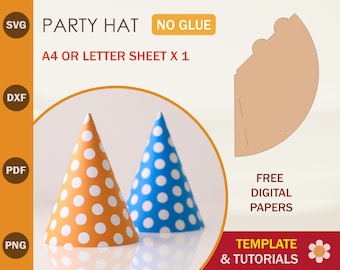 Plantilla SVG de sombrero de fiesta: Archivos de corte para Cricut y Silhouette (descarga digital)