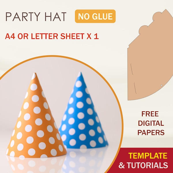 Party Hat Template, Party Hat SVG, Birthday Hat Template, Birthday Hat SVG, Paper Hat Template, Paper Hat SVG, Party Digital Paper