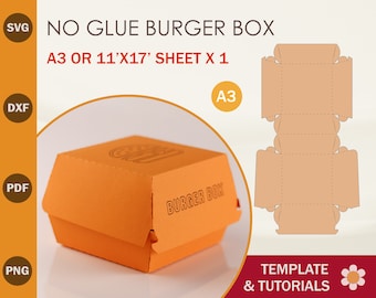 Burger Box SVG Template, Cheeseburger Box Template, Cricut Cut Files, Silhouette Cut Files, Brother Cut Files