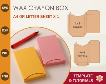 Modèle SVG de boîte à crayons, boîte cadeau bricolage, fichier de coupe Cricut (pdf, dxf)