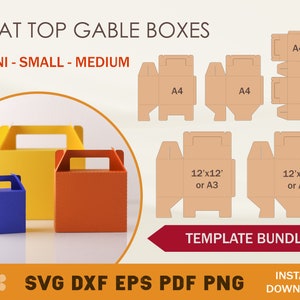 Flat Top Gable Box Template Bundle, Gable Box SVG, Box Template SVG,  Party Favor Box, Cricut Cut Files, Silhouette Cut Files