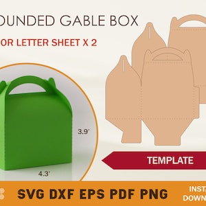 Gable Box SVG Template Party Favor Box Template Rounded - Etsy