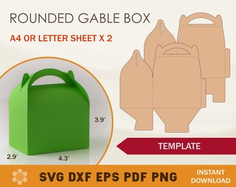 Rounded Gable Box SVG Template: Party Favor Box, Cricut & Silhouette Cut Files (Digital Download)