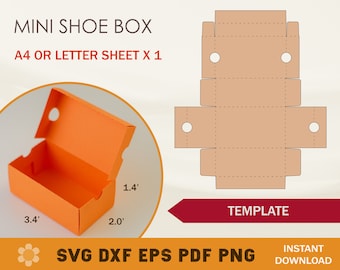 Mini Shoe Box SVG Template: Favor Box Cricut & Silhouette Cut Files (Digital Download)
