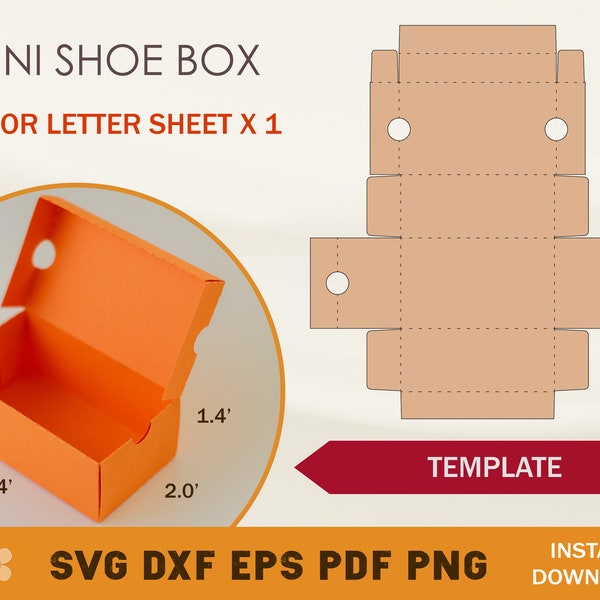 Mini Shoe Box Template, Mini Shoe Box SVG, Mini Sneaker Box template, Shoe Box SVG, Gift Box Template,  Box Template SVG,  Party Favor Box