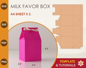 Milk Favor Box SVG, Milk Box Template, Favor Box SVG, Cricut Cut Files, Sihouette Cut Files