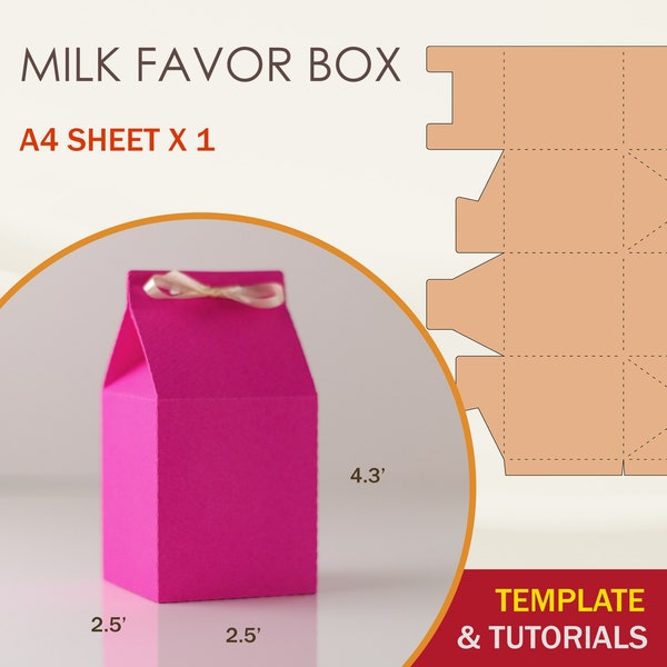 Milk Favor Box SVG, Milk Box Template, Favor Box SVG, Cricut Cut Files, Sihouette Cut Files