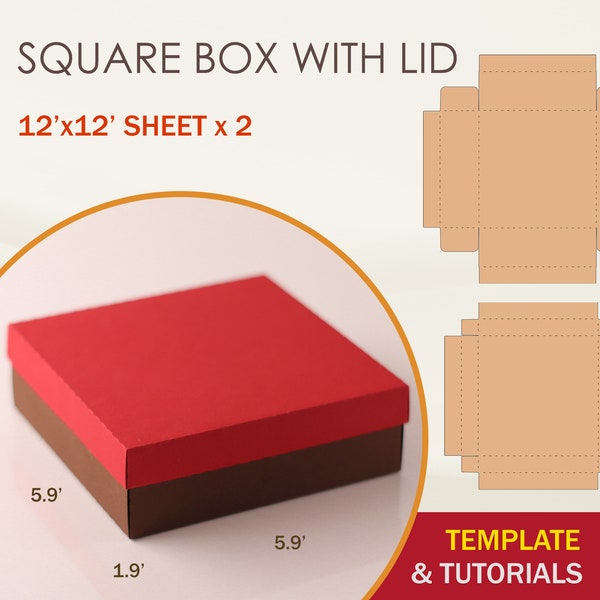 Box mit Deckel SVG Vorlage, quadratische Box Vorlage, Cricut Cut Dateien, Silhouette Cut Dateien, Brother Cut Dateien