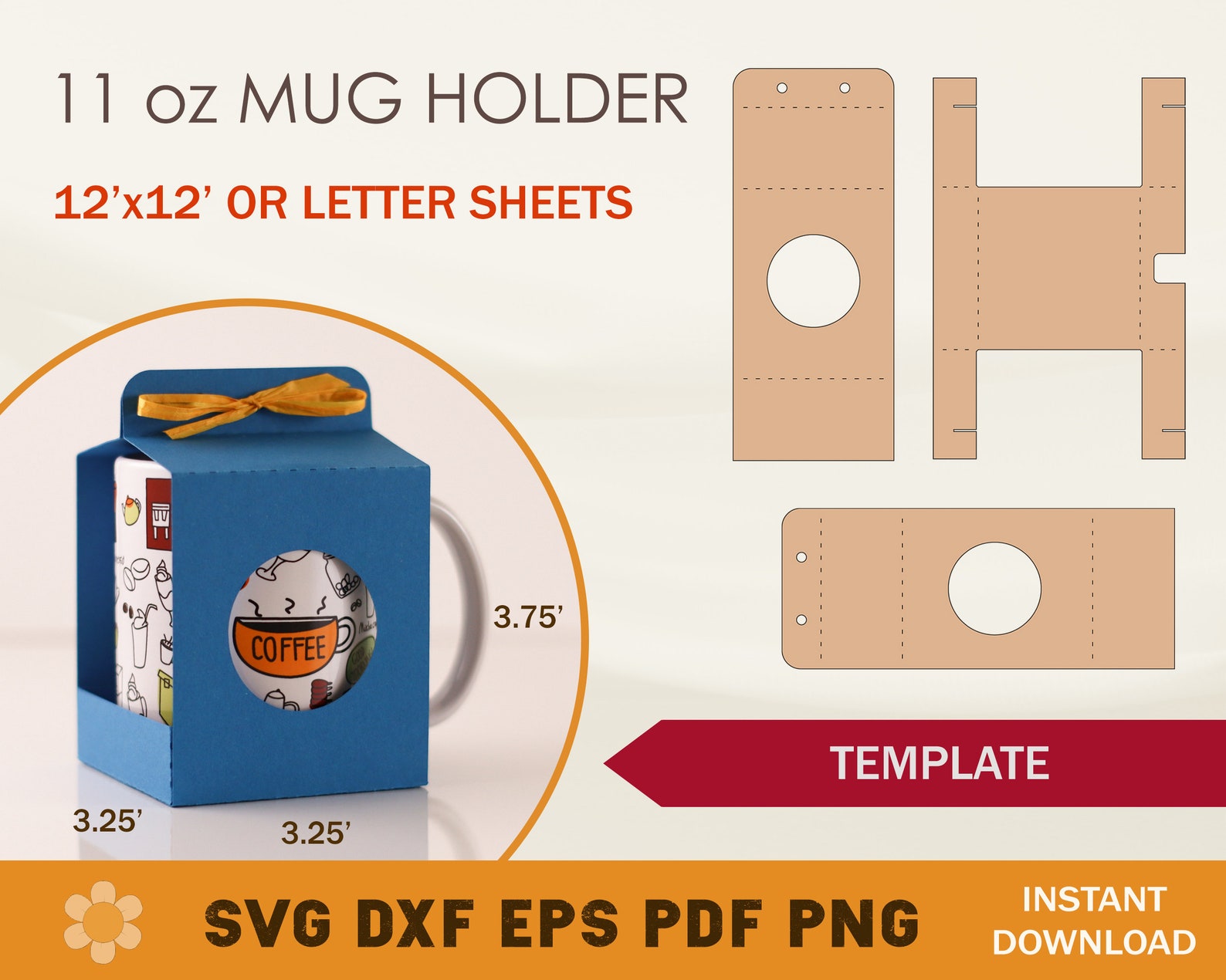 11oz Mug Holder SVG Template Mug Box SVG Cricut Cut Files Etsy Canada