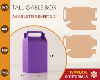 Tall Gable Box SVG Template, Gable Box Template, Favor Box, Cricut Cut Files, Sihouette Cut Files