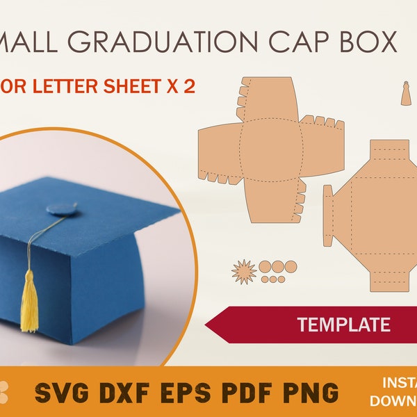 Graduation Cap Box SVG Template, Graduation Hat Template, Cricut Cut Files, Silhouette Cut Files