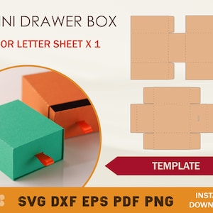 Mini Drawer Box Template, Drawer Box SVG, Slide Box Template, Match Box Template, Cricut Cut Files, Silhouette Cut Files