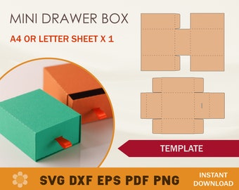 Mini Drawer Box Template, Drawer Box SVG, Slide Box Template, Match Box Template, Cricut Cut Files, Silhouette Cut Files