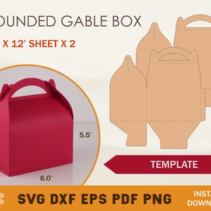 Gable Box SVG Template, Favor Box Template, Large Gable Box, Cricut Cut Files, Silhouette Cut Files