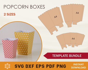 Popcorn Box Template Etsy
