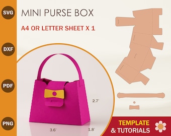 Plantilla SVG de minicaja para bolso: Caja de regalo y obsequio, archivos de corte para Cricut y Silhouette