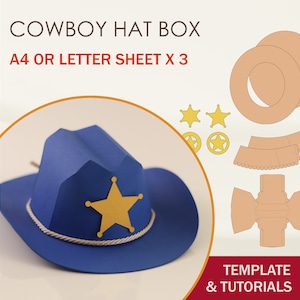 Cowboy Hat Box SVG Template, Western Hat Template, Sheriff Hat SVG, Cricut Cut Files, Silhouette Cut Files