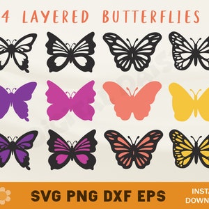 Borboleta SVG, Borboletas SVG, Borboleta em Camadas SVG, Clipart de Borboleta
