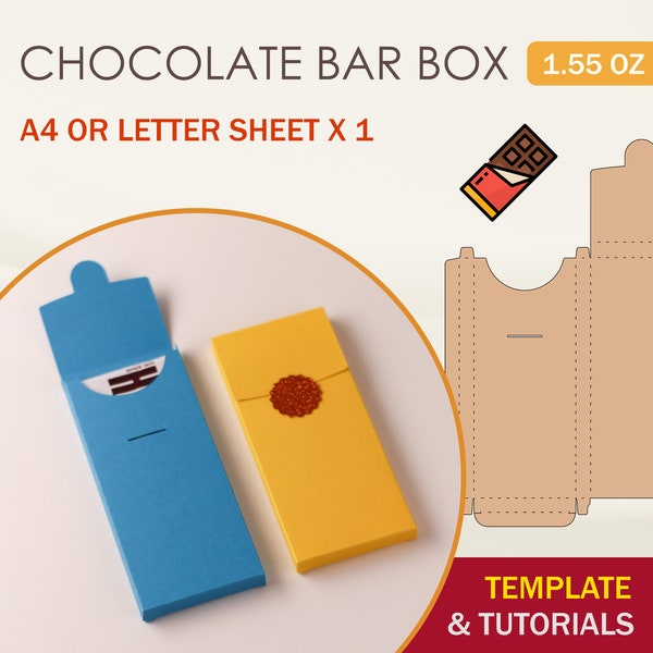 Caja de barra de chocolate SVG, plantilla de barra de caramelo, plantilla de caja de favor, archivos de corte cricut, archivos de corte de silueta