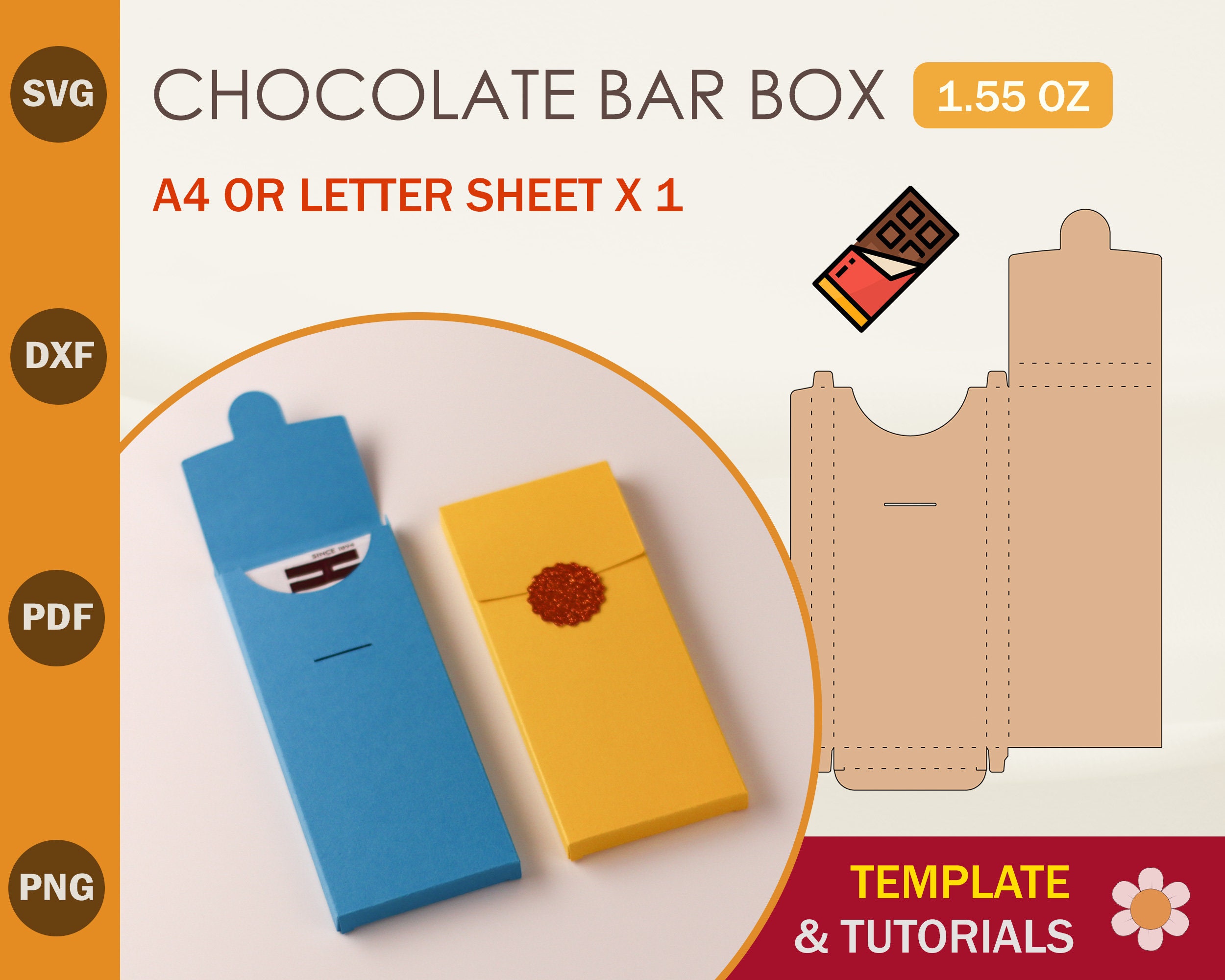 Chocolate Bar Box SVG, Candy Bar Template, Favor Box Template, Cricut Cut Files, Silhouette Cut Files