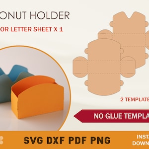 Modelo SVG de suporte de donut, caixa de donut, arquivos de corte Cricut, arquivos de corte de silhueta, arquivos de corte Brother