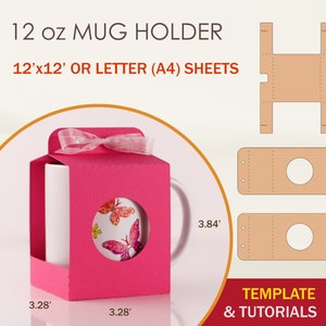Modello SVG porta tazza da 12 once, modello scatola tazza da 12 once, file di taglio Cricut, file di taglio Silhouette, file di taglio fratello