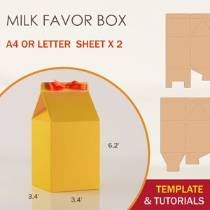 Milk Favor Box SVG, Milk Box Template, Favor Box SVG, Cricut Cut Files, Sihouette Cut Files