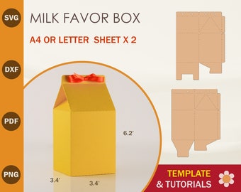 Milk Favor Box SVG, Milk Box Template, Favor Box SVG, Cricut Cut Files, Sihouette Cut Files