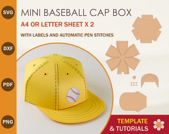 Mini Baseball Cap Box SVG Template: Cricut & Silhouette Cut Files (Digital Download)