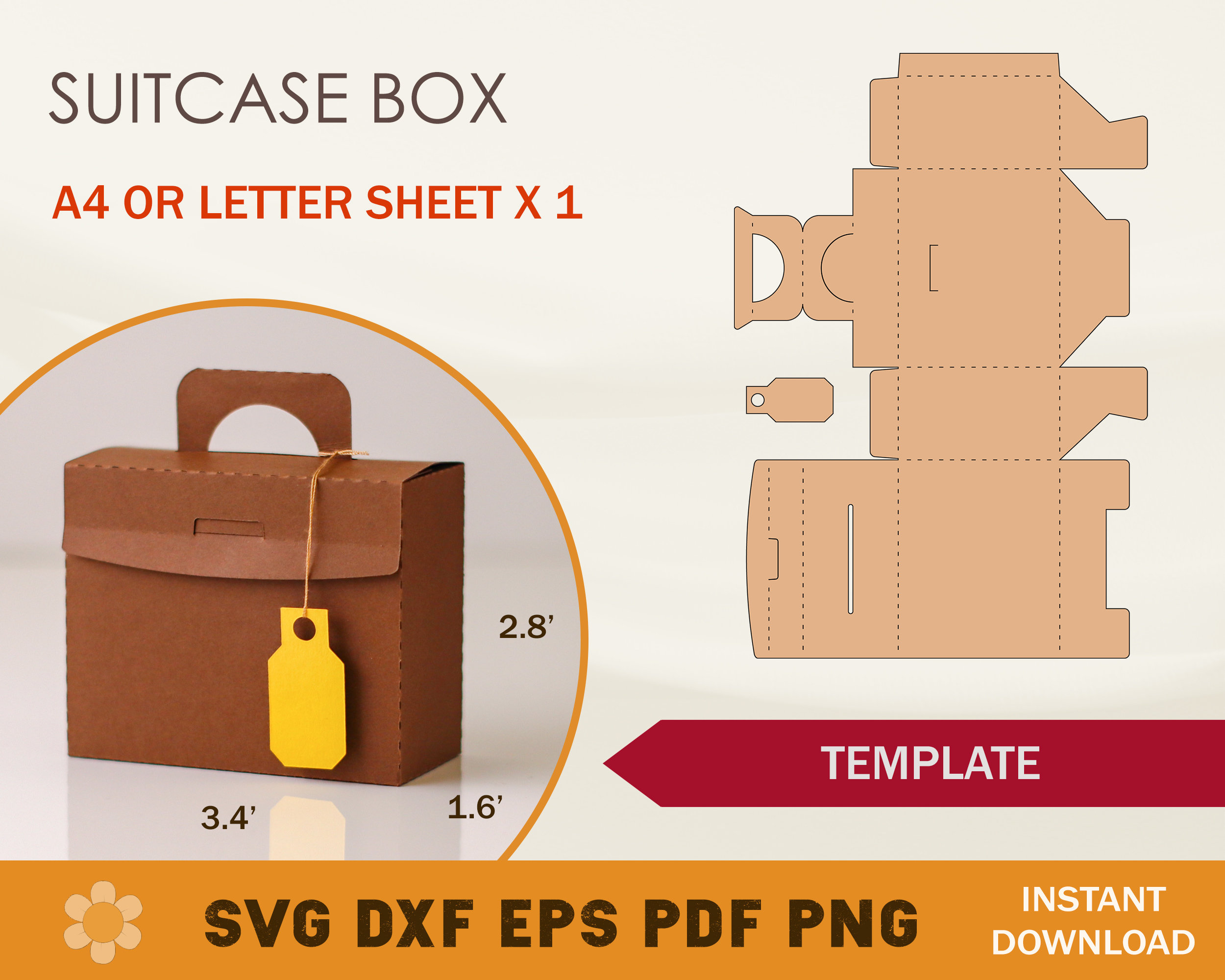Suitcase Box SVG Template Briefcase Box Template Gift Box Etsy Suitcase Box SVG Template Briefcase Box Template Gift Box Etsy