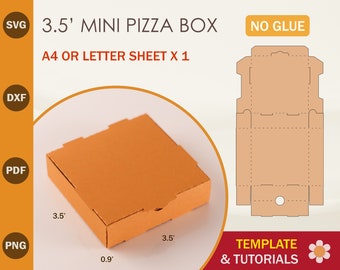 Mini Pizza Box SVG Template, Cookie Box Template, Treat Box, Cricut Cut Files, Silhouette Cut Files, Brother Cut Files