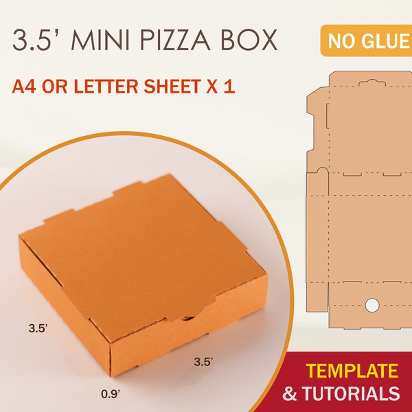 Mini Pizza Box SVG Template, Cookie Box Template, Treat Box, Cricut Cut Files, Silhouette Cut Files, Brother Cut Files