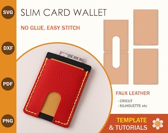 Modelo SVG de carteira fina para cartão: couro sintético, arquivos Cricut e Silhouette Cut