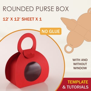 Purse Box SVG Template, Rounded Purse SVG, Gift Bag Template, Cricut Cut Files, Sihouette Cut Files