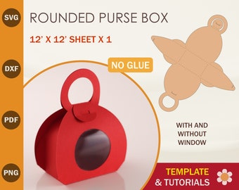 Rounded Purse Box SVG Template: Gift Bag No-Glue, Cricut, Silhouette Cut Files