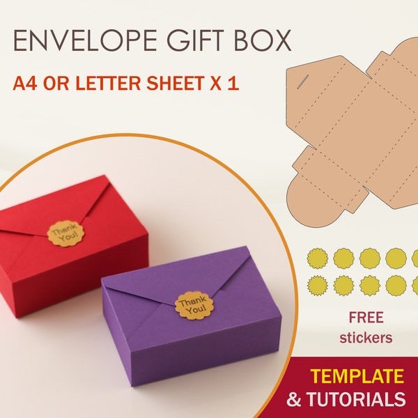 Envelope Gift Box SVG Template, Favor Box Template, Cricut Cut Files, Silhouette Cut Files