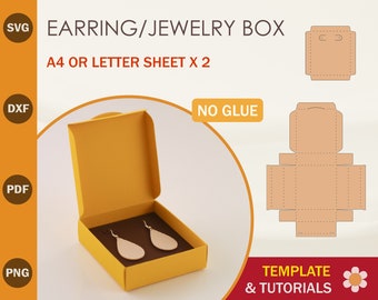 Earring Box SVG-sjabloon, sieradendoossjabloon, Cricut Cut-bestanden, Silhouette Cut-bestanden
