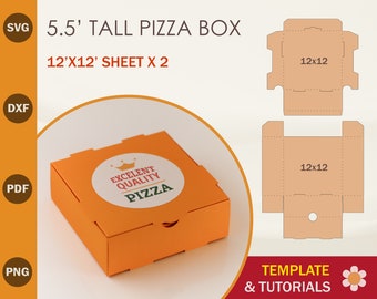 Mini Pizza Box SVG Template: 5.5" Tall Treat Box, Cricut, Silhouette Cut Files