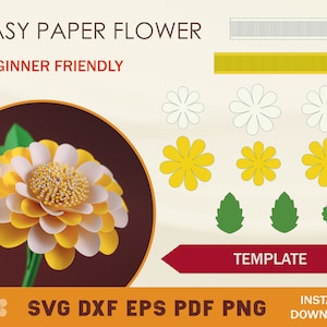 Modello fiore di carta, fiore di carta SVG, fiore di carta fai da te, file di taglio di fiori, file di taglio Cricut, file di taglio Silhouette