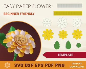 Easy Paper Flower SVG Template: Cricut & Silhouette Cut Files (Digital Download)