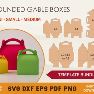 Giebel Box Vorlage Bundle, Giebel Box SVG, Box Vorlage SVG, Hochzeit Gunsten Box, Cricut Cut Dateien, Silhouette Cut Dateien