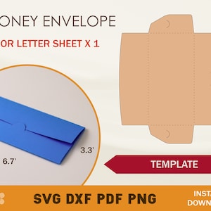 Money Envelope SVG, Cash Envelope SVG, Money Holder SVG, Modelo de Money Holder, Arquivos Cricut Cut, Arquivos Sihouette Cut